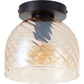 Brilliant Castro 60107/20 zwarte plafonnière met amber glas