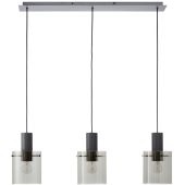 Brilliant Riffelini 60138/93 zwarte hanglamp met drie rookglazen kappen
