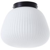 Brilliant Kaizen 60152/76 zwarte plafonniere met wit ribbelglas