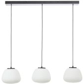 Brilliant Kaizen 60155/76 zwarte hanglamp met wit ribbelglazen kappen