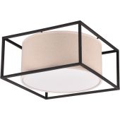 Trio Ross 603100244 zwarte plafondlamp met beige textiel