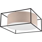 Trio Ross 603100344 zwarte plafondlamp met beige kap