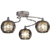 Searchlight Lovell 60445-3SM chromen plafondlamp met rookglas en kristal