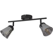 Searchlight Mega 61170-3SM mat zwarte plafondspot met rookglazen kapjes