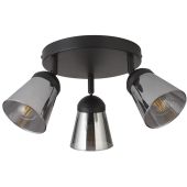 Searchlight Mega 61170-3SM mat zwarte plafondspot met rookglazen kapjes