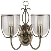 Searchlight Silhouette 6352-2AB bronzen wandlamp met gespikkeld glas