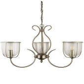 Searchlight Silhouette 6353-3AB klassiek bronzen kroonluchter met gespikkeld glazen kapjes