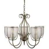 Searchlight Silhouette 6355-5AB antiek bronzen kroonluchter met gespikkeld glas