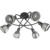 trio Tarifa 662800632 zwarte plafondlamp met verchroomd glas