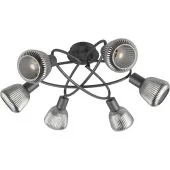 trio Tarifa 662800632 zwarte plafondlamp met verchroomd glas