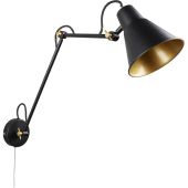 Searchlight Swing Arm 7403BK zwart met goud kleurige spot
