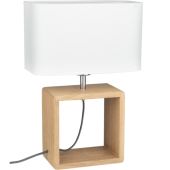 Britop Cadre 7702974 eikenhouten tafellamp met witte kap