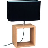 Britop Cadre 7704974 eikenhouten tafellamp met zwarte kap