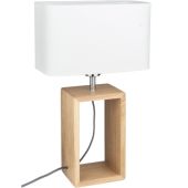 Britop Cadre 7712974 eikenhouten tafellamp met wit textiel