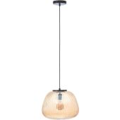 Brilliant Kaizen 80108/86 amber geribbeld glazen hanglamp