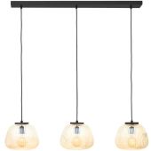 Brilliant Kaizen 80109/86 amber geribbeld glazen hanglamp