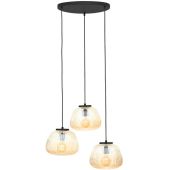 Brilliant Kaizen 80110/86 amber geribbeld glazen hanglamp
