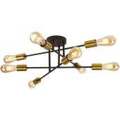 Searchlight Armstrong 8048-8BK zwart met messing plafondlamp