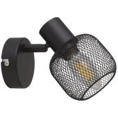 Searchlight Meshy 81201-1BK zwarte spotje met kapje van metaalgaas