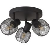 Searchlight Meshy 81201-3BK mat zwarte plafondspot met spotjes van metaal gaas