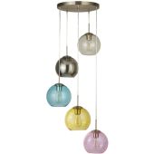 Searchlight Mardi Gras 8135-5SS hanglamp met gekleurde bollen