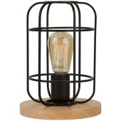 Searchlight Vision EU81951-1BK zwarte tafellamp met houten voet