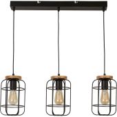 Searchlight Vision 81953-3BK zwarte hanglamp met hout