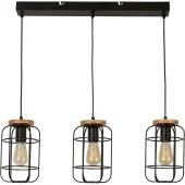 Searchlight Vision 81953-3BK zwarte hanglamp met hout