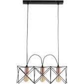Searchlight Anthea 8413-3BK zwarte hanglamp met koperen lamphouders
