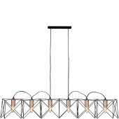 Searchlight Anthea 8616-6BK zwarte hanglamp met koperen lamphouders