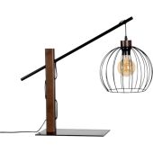Britop Mandarine 85034904 zwarte tafellamp met walnoot kleurig beukenhout