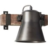 Brilliant Decca 85810/46 houten balkje met twee klemmen en burned steel spot.