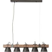 Brilliant Decca 85875/46 zwarte hanglamp van hout en staal