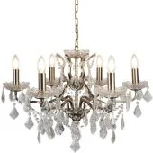 Searchlight Paris 8736-6AB antiek bronzen kroonluchter met kristal