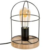 Britop Netuno 88459174 zwarte tafellamp met eikenhout