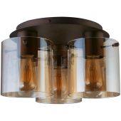 Searchlight Zweden 88911-3MO mokka plafondlamp met amber glas