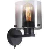 Searchlight Zweden 88912-1BK zwarte wandlamp met ombre rookglas