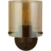 Searchlight Zweden 88912-1MO mokka kleurige wandlamp met amber glas