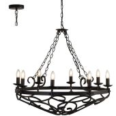 Searchlight Cartwheel 8908-8BK zwarte kroonluchter