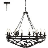 Searchlight Cartwheel 8908-8BK zwarte kroonluchter