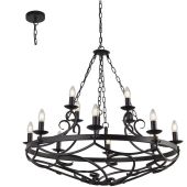 Searchlight Cartwheel 8912-12BK zwarte kroonluchter