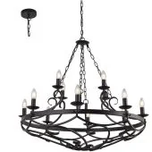 Searchlight Cartwheel 8912-12BK zwarte kroonluchter