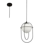Searchlight Axis 9131BK zwarte hanglamp met opaal glas