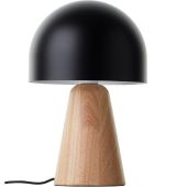Brilliant Nalam 94702/76 zwart metalen tafellamp met houten voet