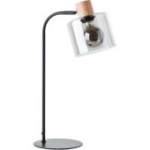 Brilliant Weald 94707/93 zwarte tafellamp met hout en rookglas