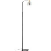 Brilliant Weald 94708/93 zwarte vloerlamp met hout en rookglas