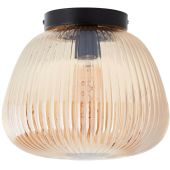 Brilliant Kaizen 96940/86 amber geribbeld glazen plafondlamp