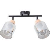 Brilliant Weald 99838/93 zwarte spot met hout en rookglas