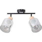 Brilliant Weald 99838/93 zwarte spot met hout en rookglas
