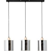 Brilliant Weald 99895/93 zwarte hanglamp met hout en rookglas